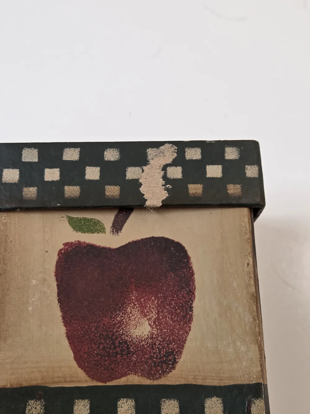 Hand-painted Wooden Apple Wall Box - Rustic Farmhouse Décor